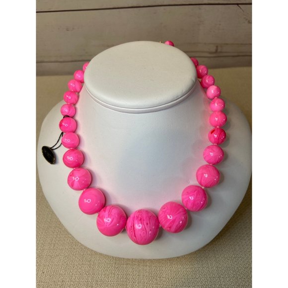 Vintage Marbled Pink Beaded Neckace - Picture 6 of 9